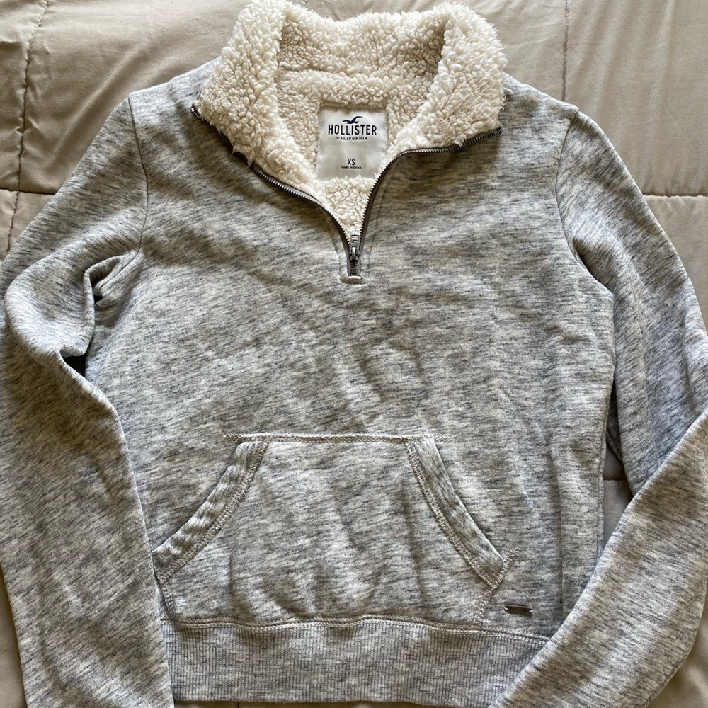 fuzzy collared sweater